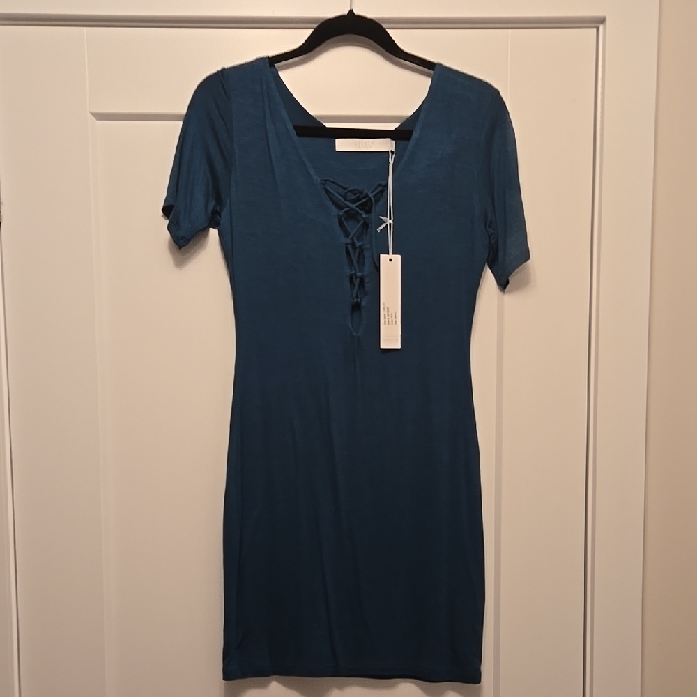 Blue Lace-Up Women's Dress